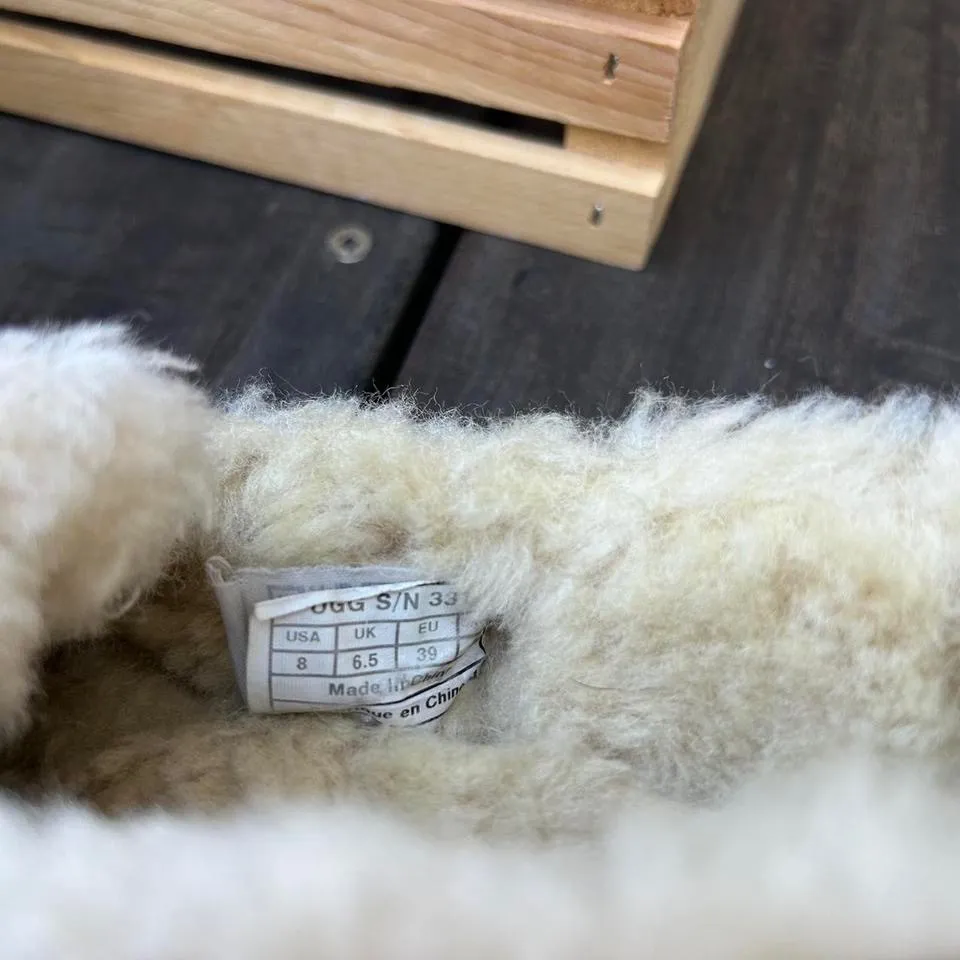 Tan UGG Ansley Slippers Seude Fuzzy Slip On Shoes Moccasins - Image 5