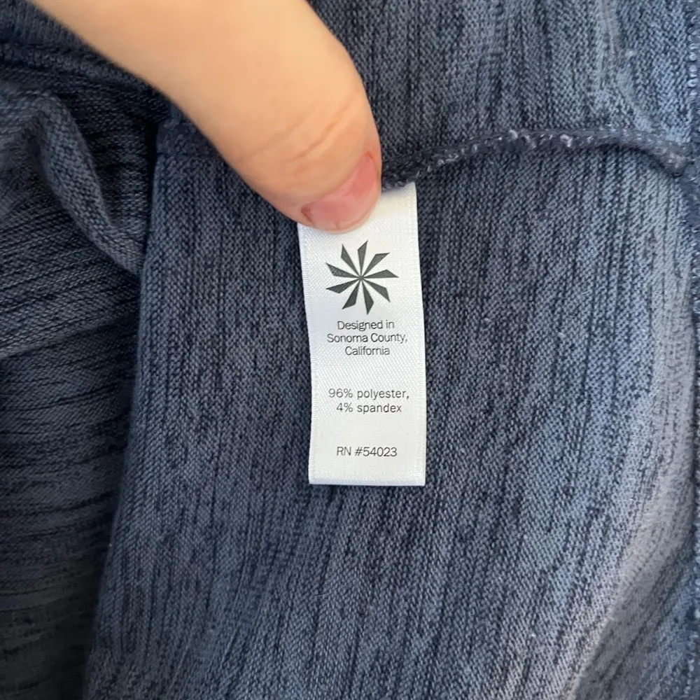 ATHLETA Heathered Blue Hooded Sweatshirt No Sweat Jacket Full Zip Pockets Size M - Image 8