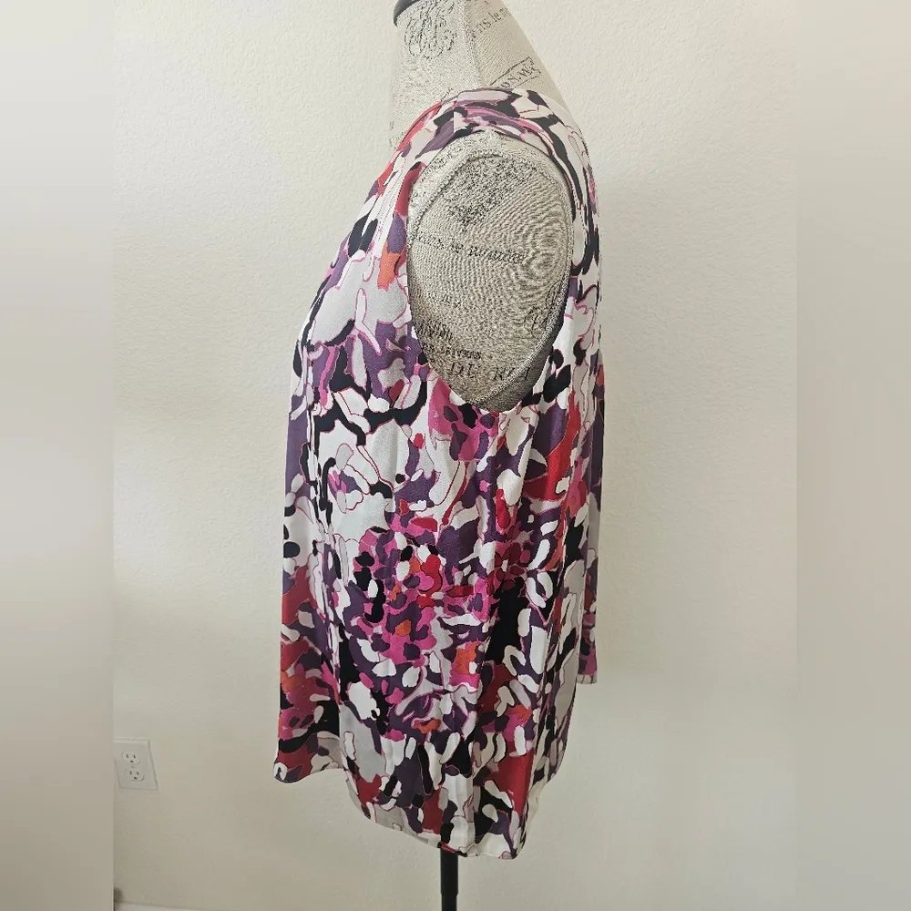 Classiques Entier Multicolored Sleeveless Graphic Silk Blouse size L - Image 2