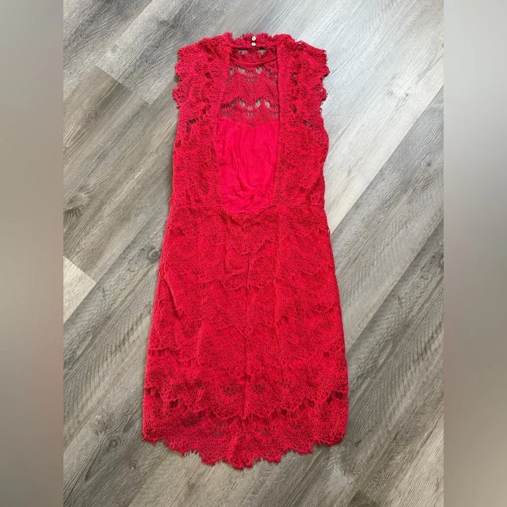 Free People Daydream Red Lace Dress NEW Large Open Back - Image 7