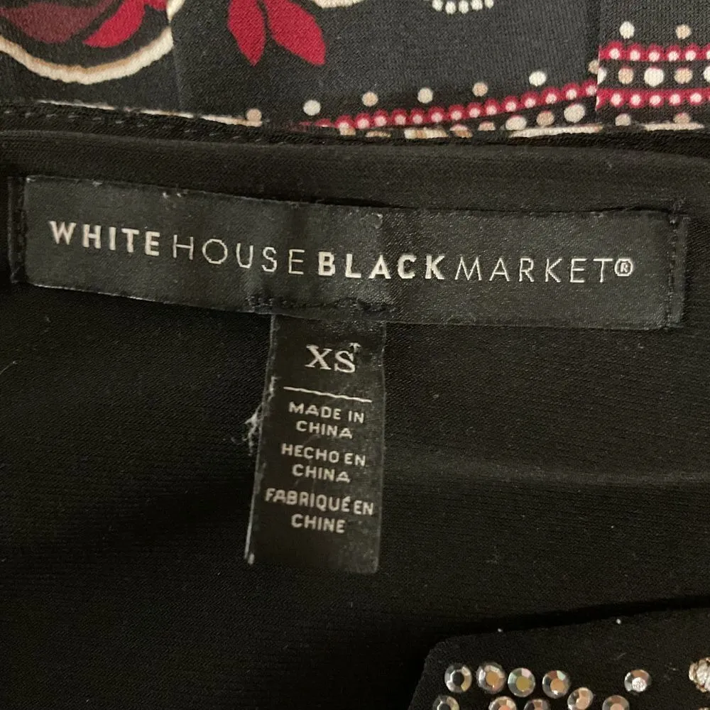 White House Black Market Embellished Shift Dress 3/4‎ Sleeve Pleat Hem Size XS - Image 13