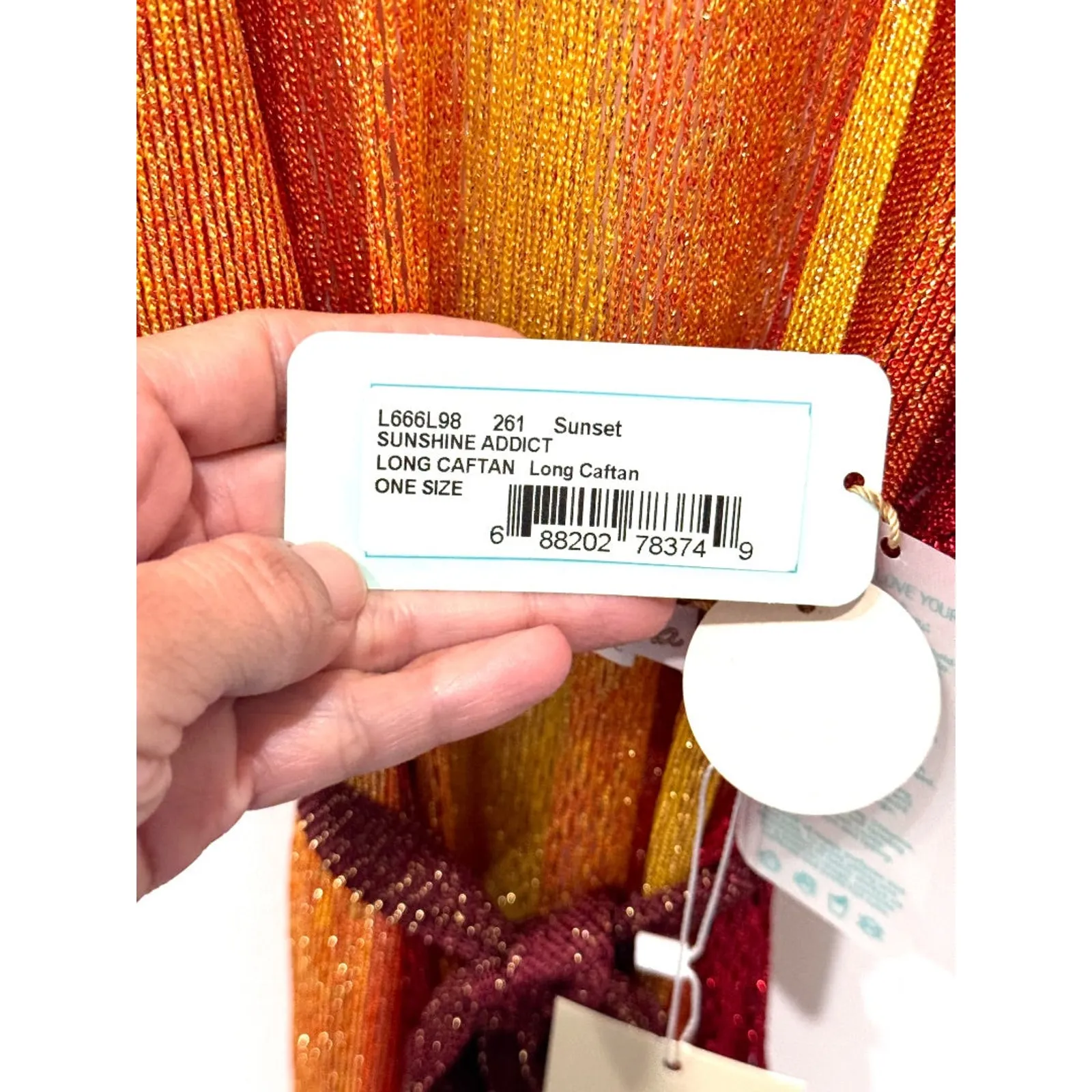 NWT Luli Fama Sunshine Addict Poncho Long Kaftan Cover Up Sunset One Size - Image 5