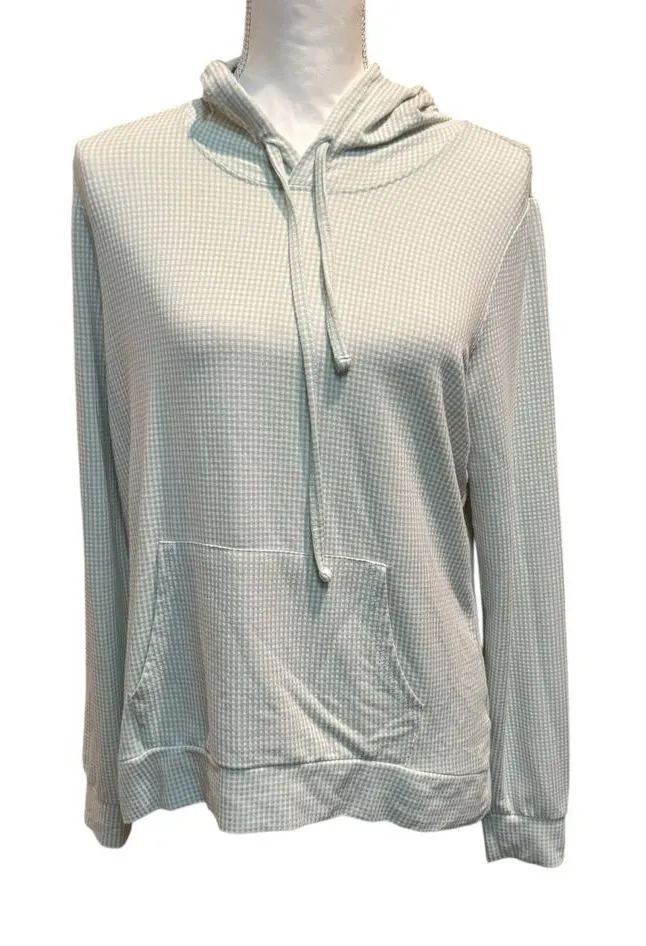 Weatherproof Women's Light Green white Checkered Hoodie - Image 1