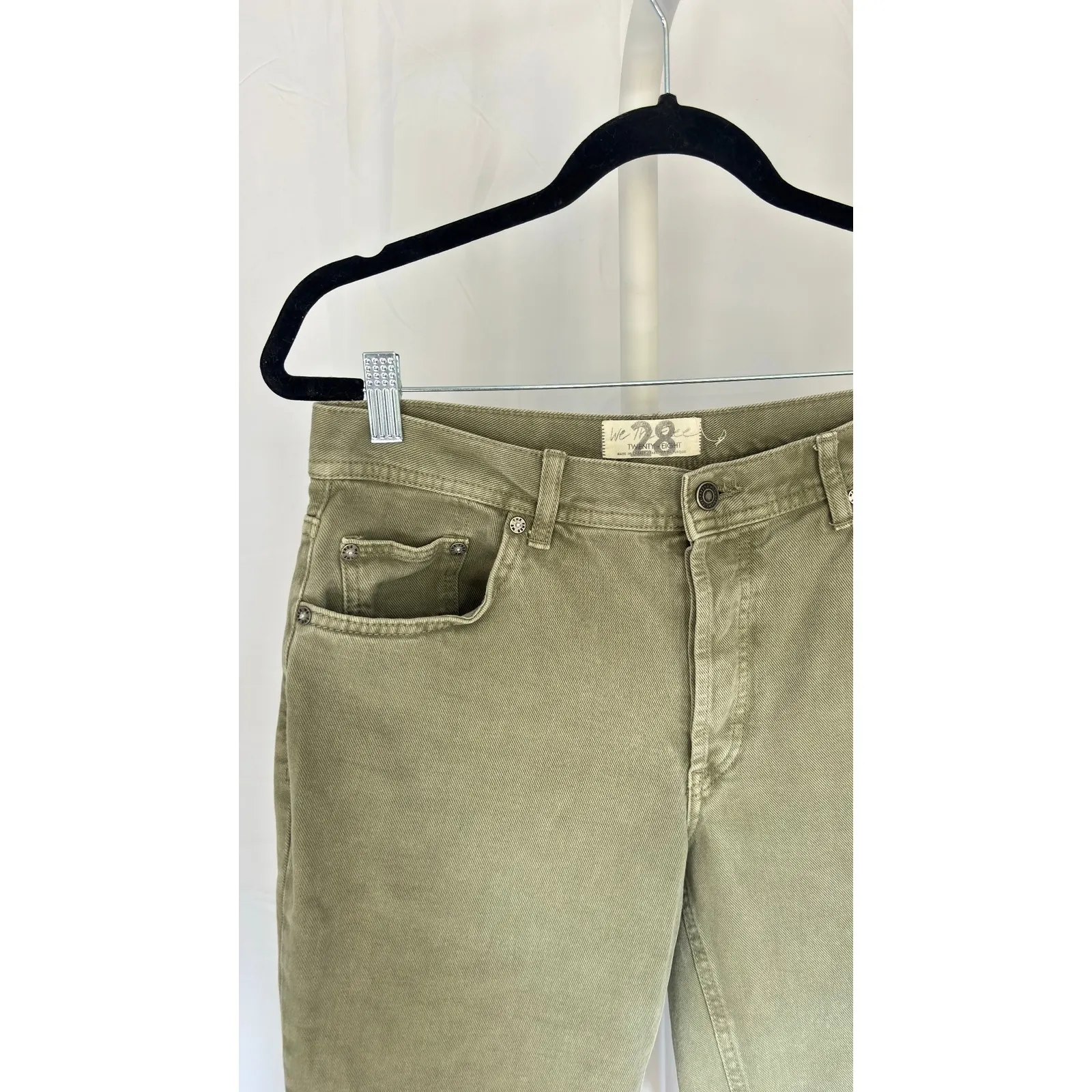 $128 Free People Maggie Olive Green Distressed Ripped Jeans Women's Size 28 - Image 4