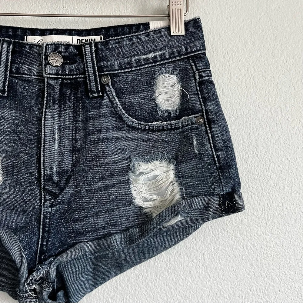 Lovers + Friends Jack High Rise Denim Shorts with Distressing. Size 26 - Image 4
