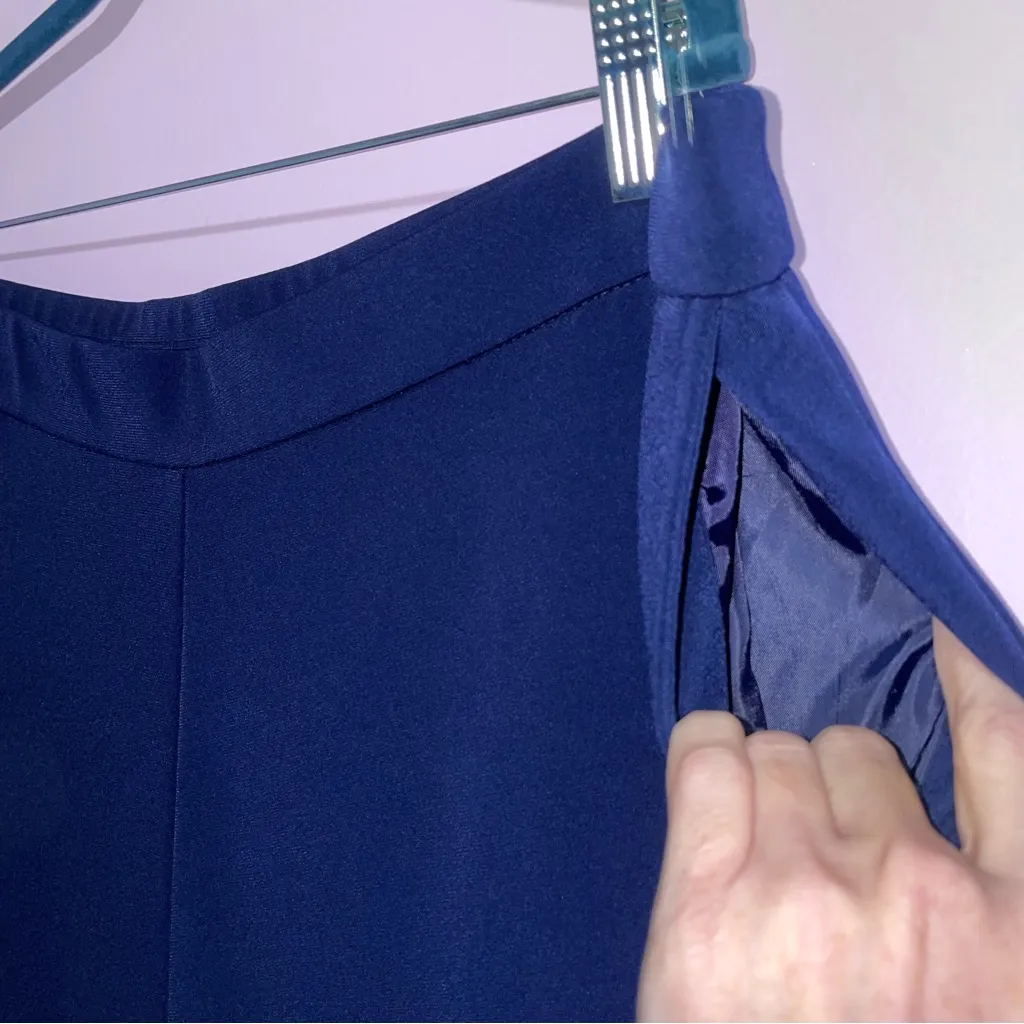 Susan Graver QVC Liquid Knit Navy Pull On Pants Women XL Pockets Office Career - Image 5