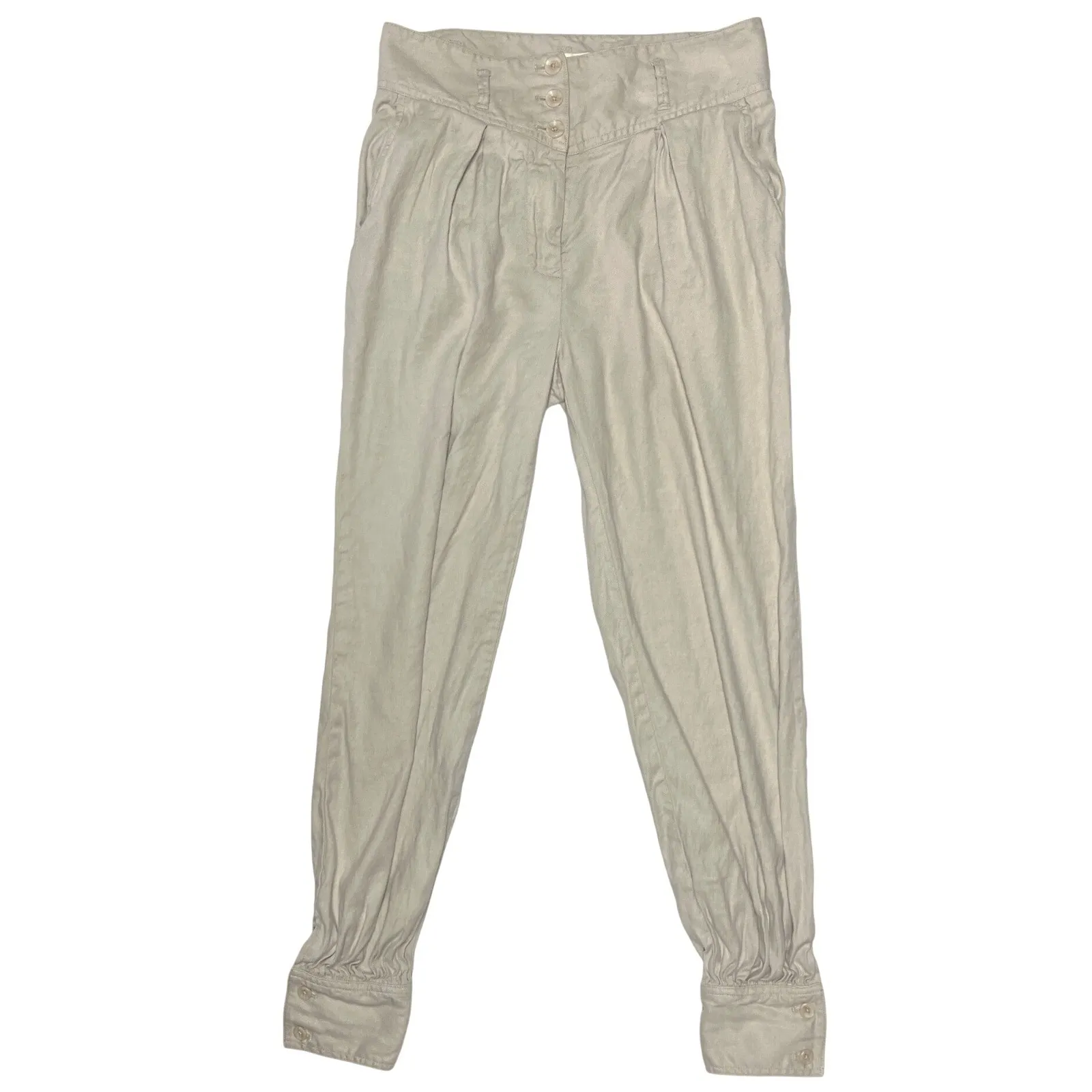 By Anthropologie Johanna Marie Linen Blend Joggers Cream Size 0 Boho EUC - Image 2