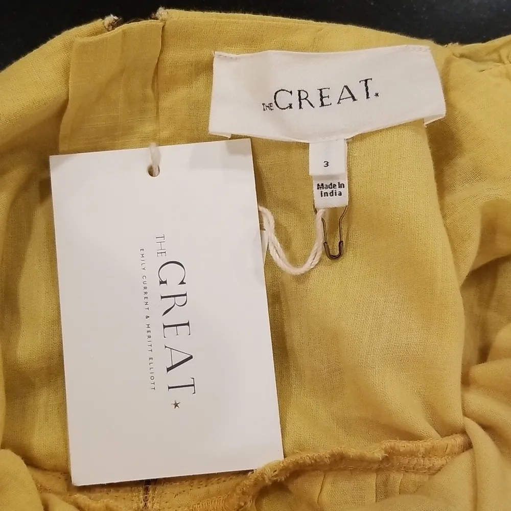 💕THE GREAT💕 The Tea Dress ~ Misted Yellow with Daisy Bouquet Embroidery L NWT - Image 11