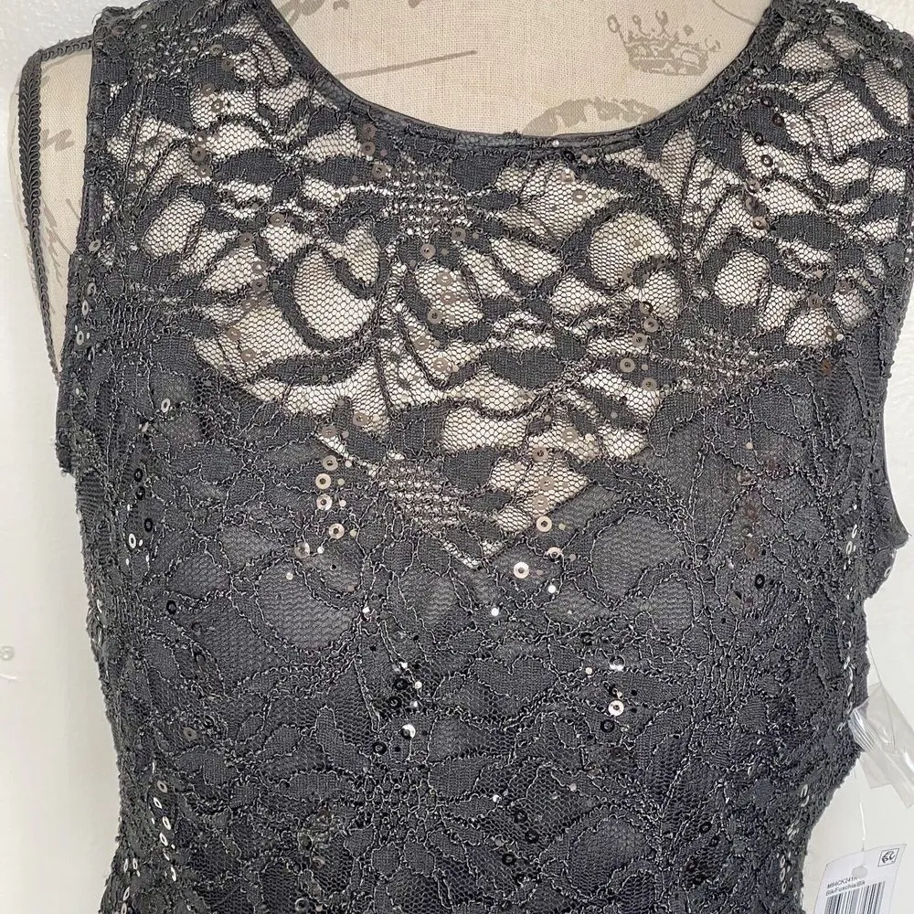 B. Darlin Womens Blouse Crop Top Size 15 Sz 16 Sequined Lace Evening Prom Party - Image 4