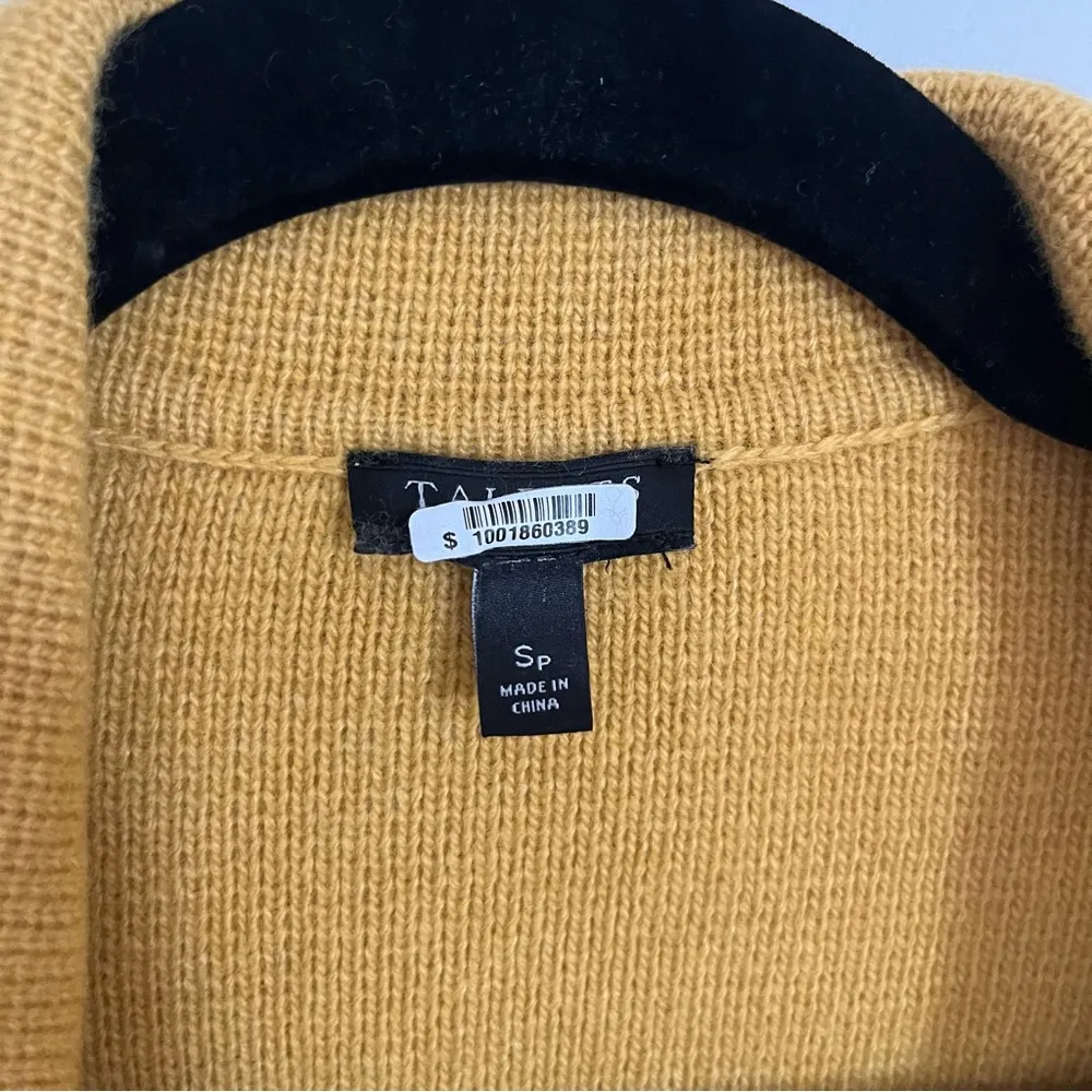 Talbots Wool Blend Open Front Mustard Pocketed Knit Coatigan - Image 3