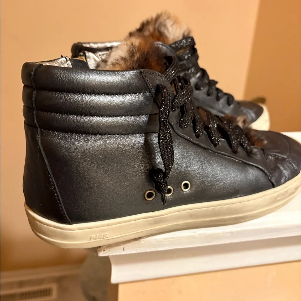 P448 Hightop Cheetah Fur Black Sneakers - Image 3