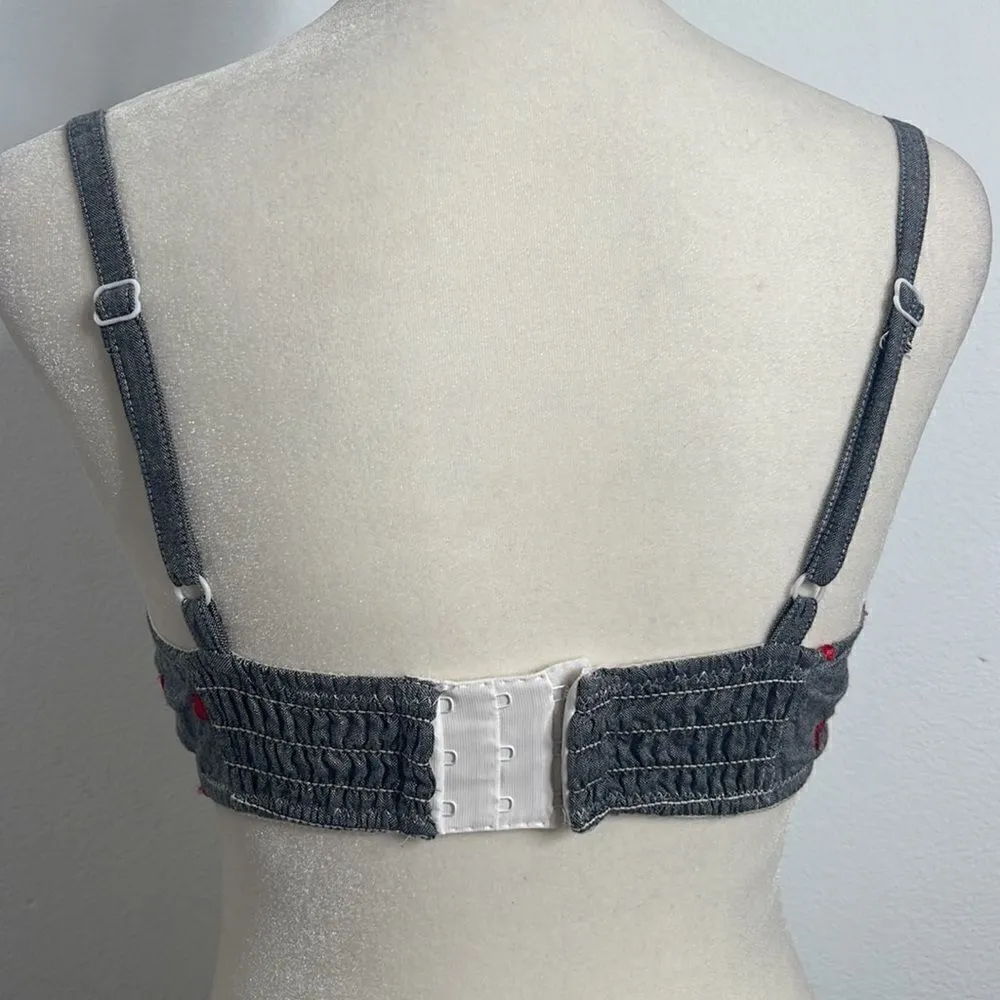 Eileen West embellished hearts underwire bra. Size 34C. Like New. Gray - Image 3