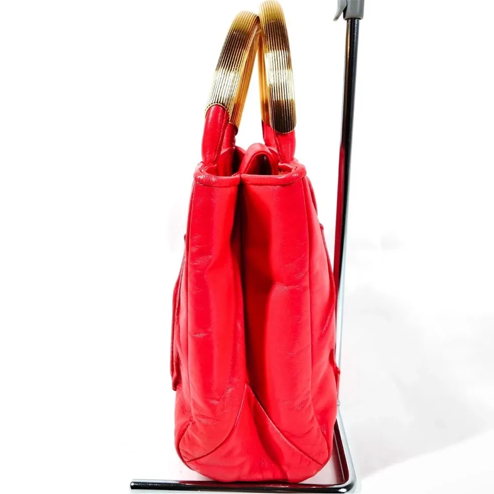 Fendi Pasta Red Leather Mini Handbag EUC - Image 3