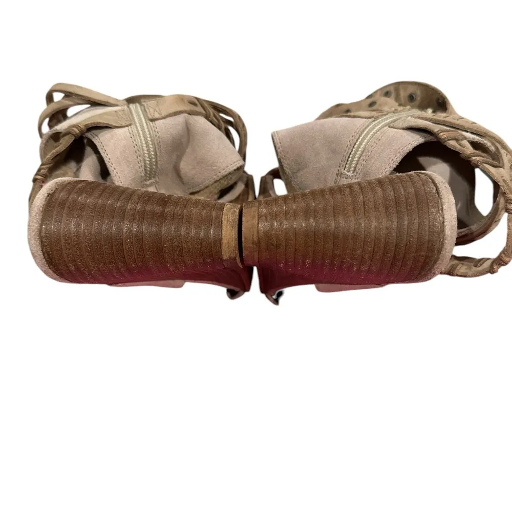 NAUGHTY MONKEY LASALLE SUEDE LEATHER WEDGE TAN BEIGE OPEN TOE SANDAL SHOES - Image 5