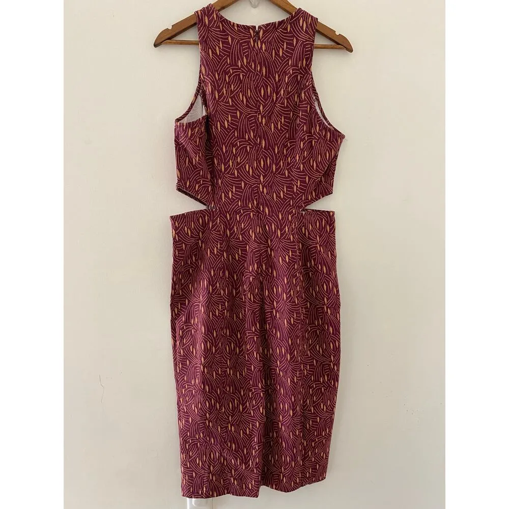 NWT By Anthropologie Sleeveless Cutout Slim Midi Dress L $170 Maroon Red Orange - Image 14