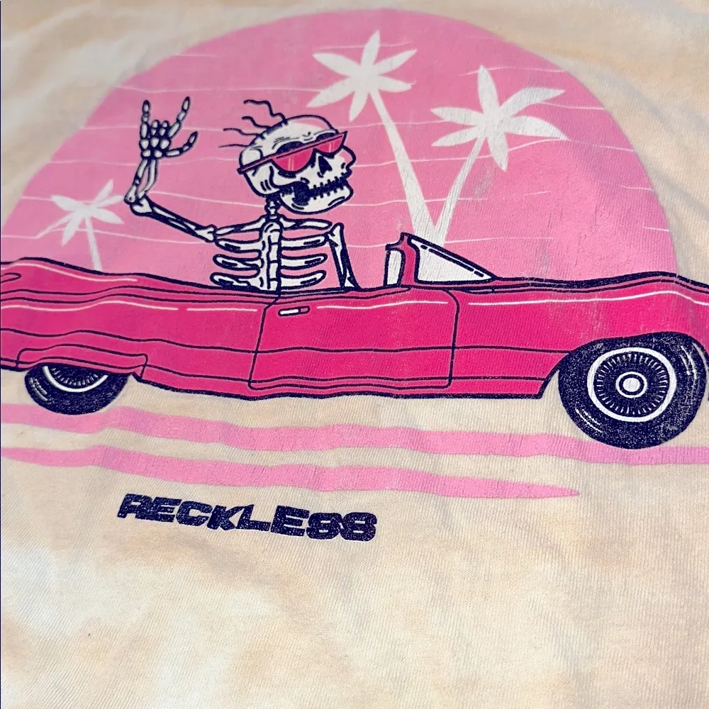 Call your mother reckless skeleton T-shirt size large cotton fabric - Image 5