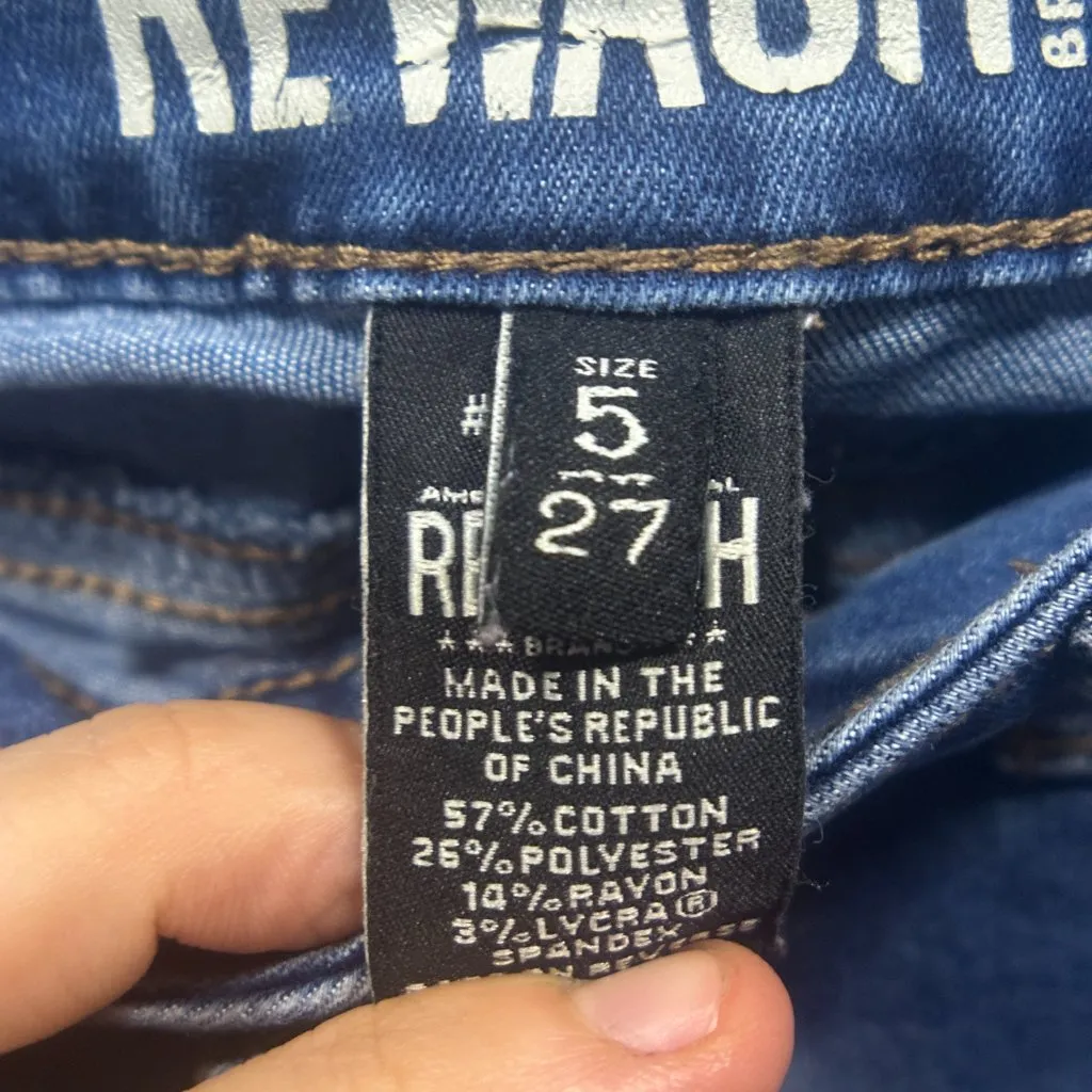 EUC REWASH New York Los Angeles Distressed Mid Rise Skinny Jeans Size 5/27 - Image 12