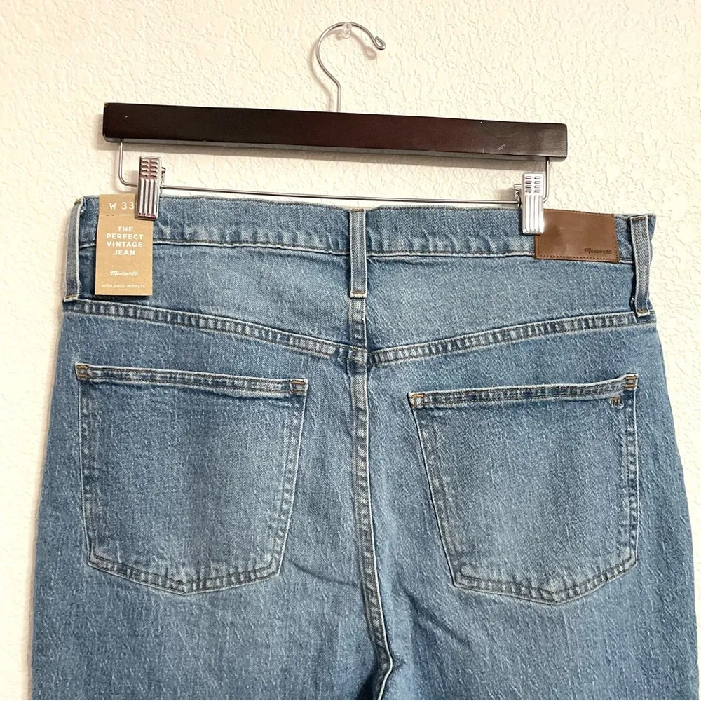 NWT Madewell Womens Jeans Denim The Perfect Vintage Jean Fray Hem Size 33 Tall - Image 4