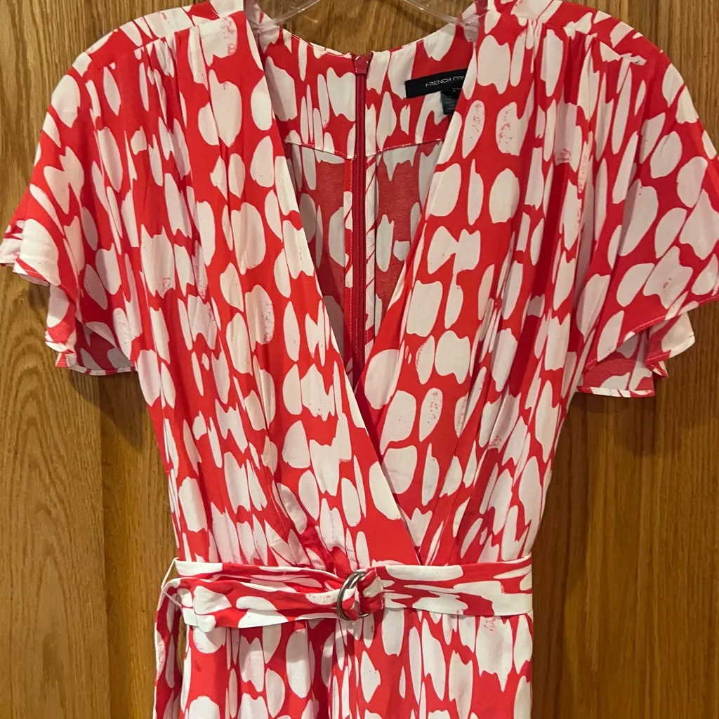 French Connection Baez Drape Printed Playsuit‎ Romper Lollipop Red Multi Size 0 - Image 11