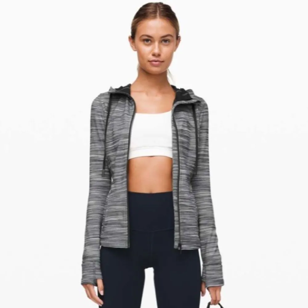 Lululemon Women’s 6 Hoodie Define Jacket Heathered Black White Full Zip‎ Sporty - Image 6