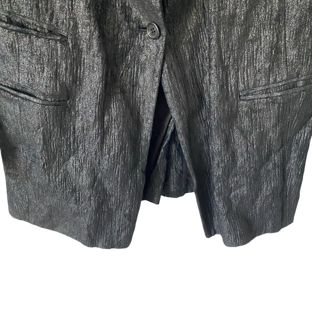 Forme 3’3204322896 Factory of Faith Italy Black Long Crinkle blazer 40 US Small - Image 2