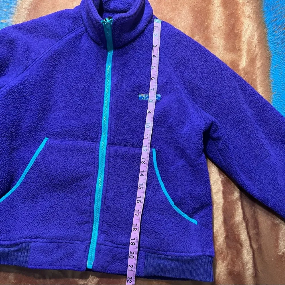 Vintage Eddie Bauer Fleece Jacket Full Zip Thick Purple Teal size small - Image 7