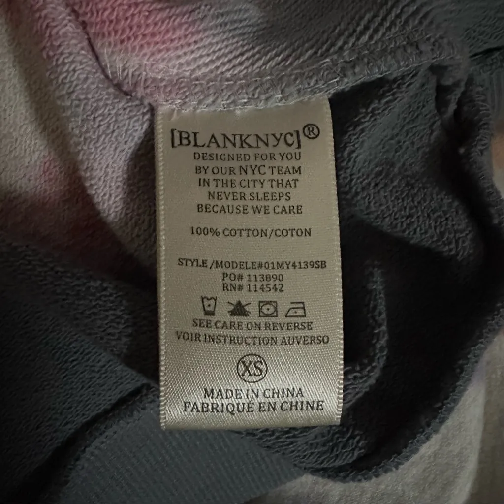 Blank NYC Sweatshirt Women XS Gray Tie Dye Crop Into The Groove NWT - Image 11