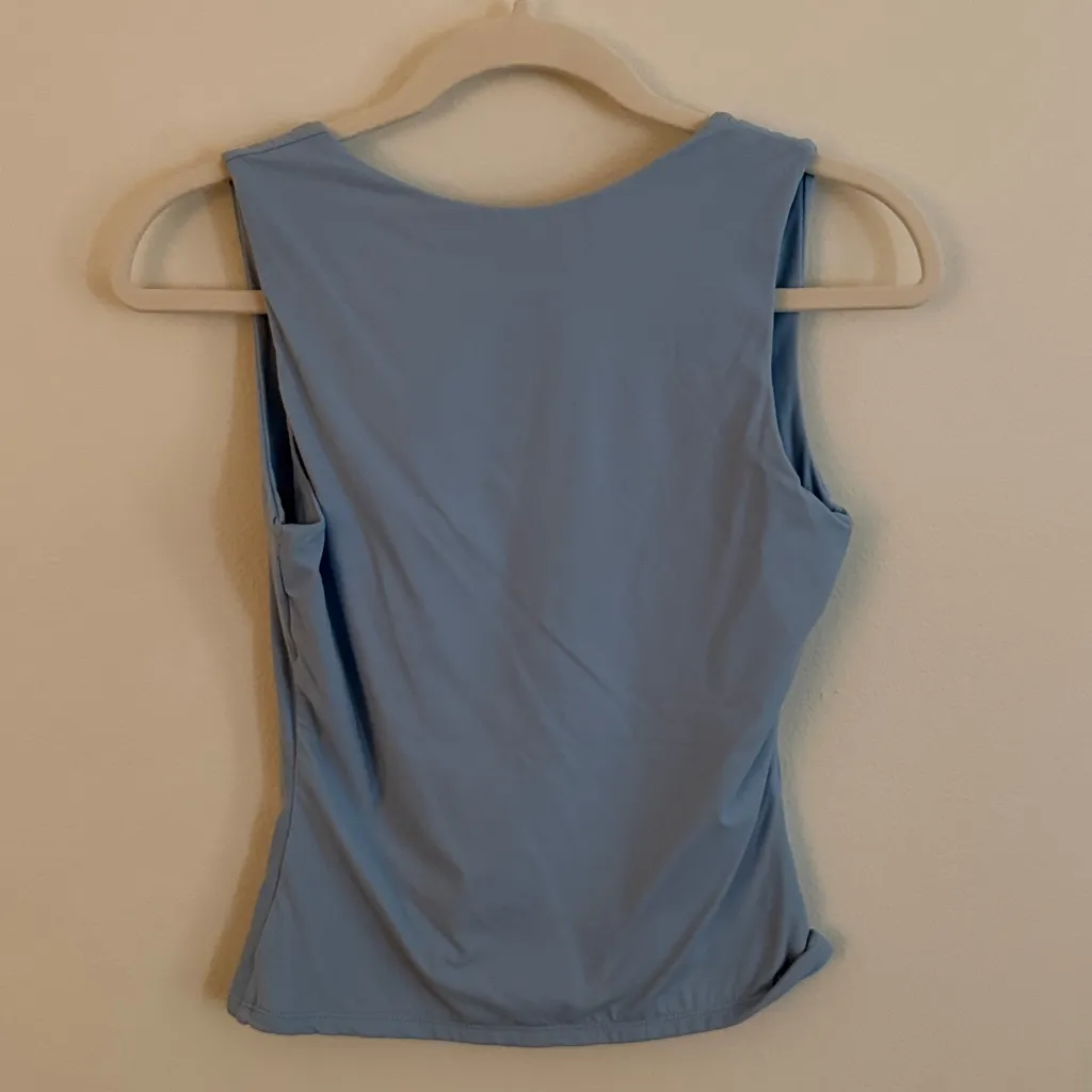 Qinsen Sky Blue Sleeveless Going Out Top - Image 2