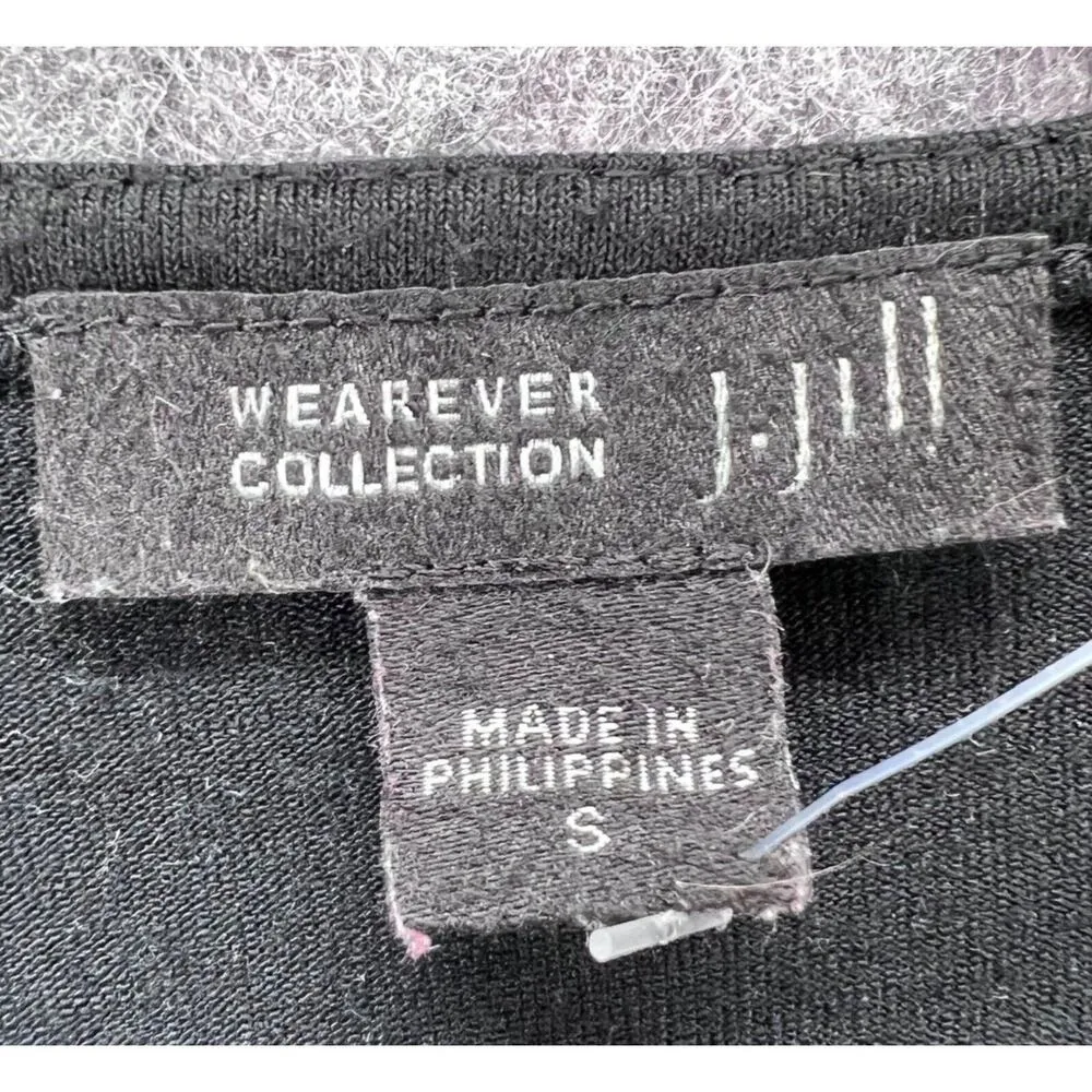 J Jill Wearever Cardigan Womens S Black White Stripe Open Front Soft Knit Travel - Image 9