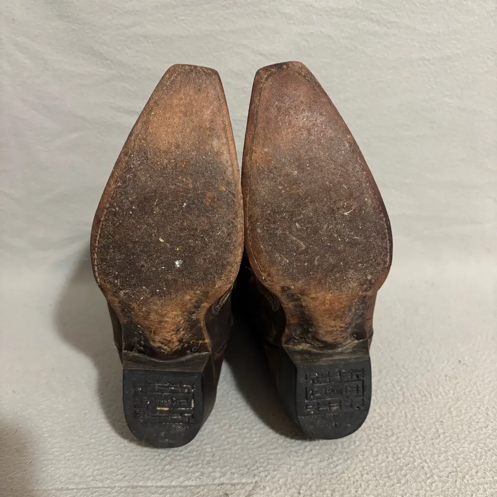 Corral Brown Embroidered Cowgirl Boots size 7M Snip Toe made in Mexico - Image 8