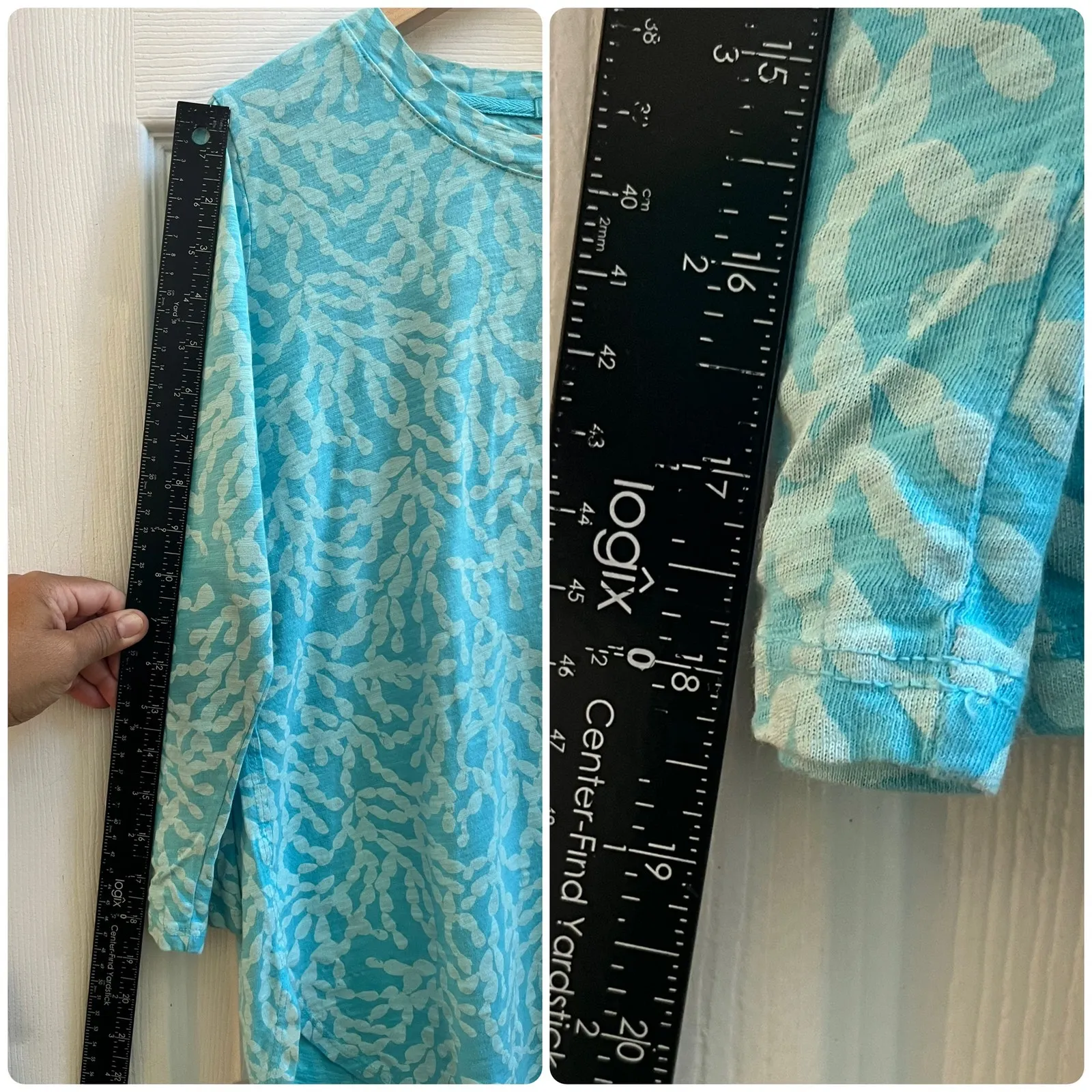 Fresh Produce Abstract Print Cotton 3/4 Length Sleeves Crew Neck Top XS USA - Image 4