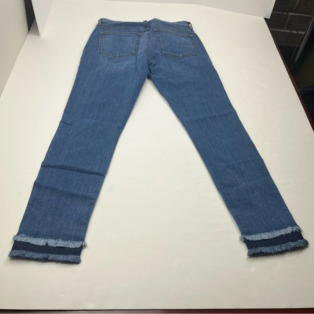 Loft Women SZ 27 / 4 Blue Denim Skinny Jean Frayed Hem Stretch Sustainable Style - Image 12
