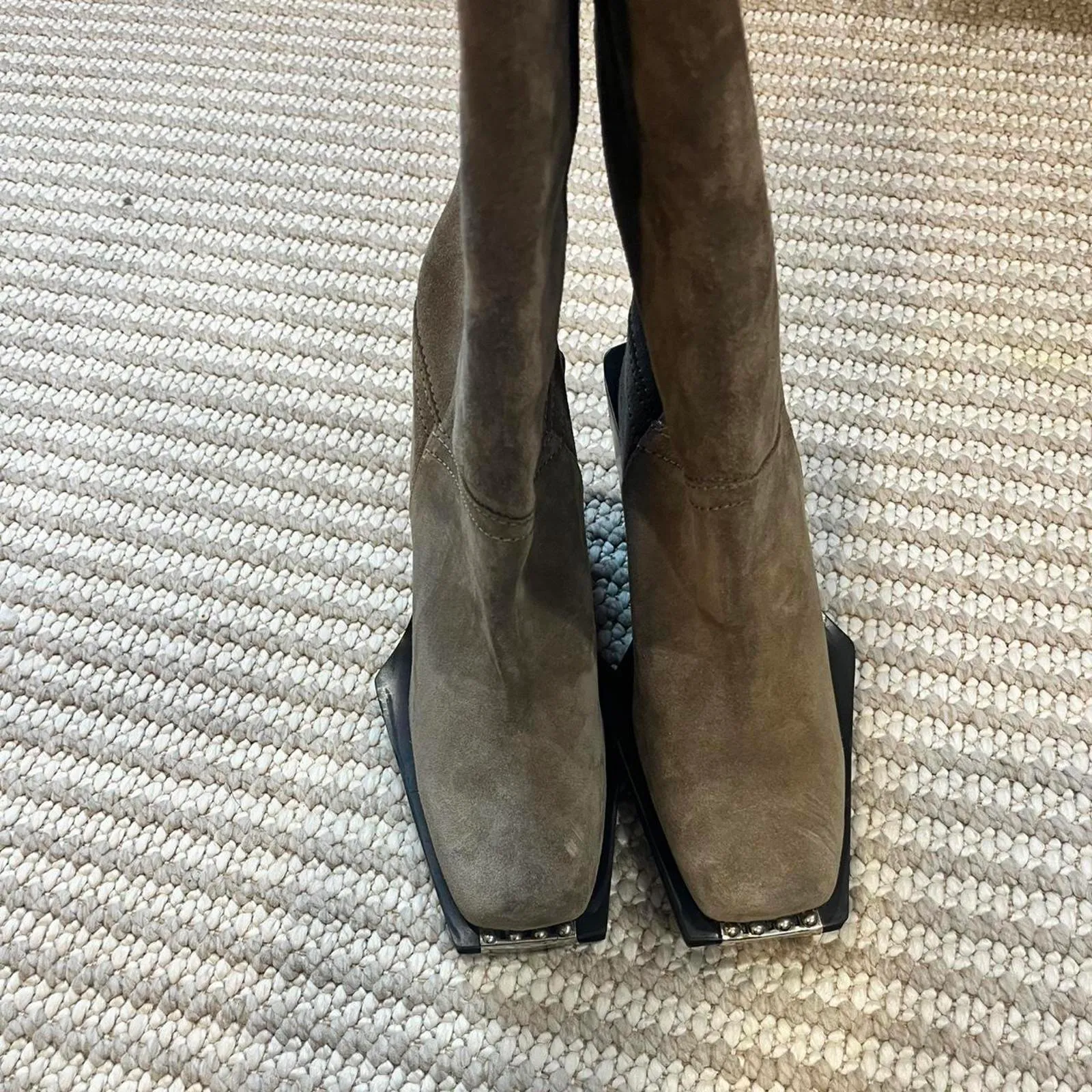 Asos Design Celia Leather Western Pull On Boots In Taupe - Image 6
