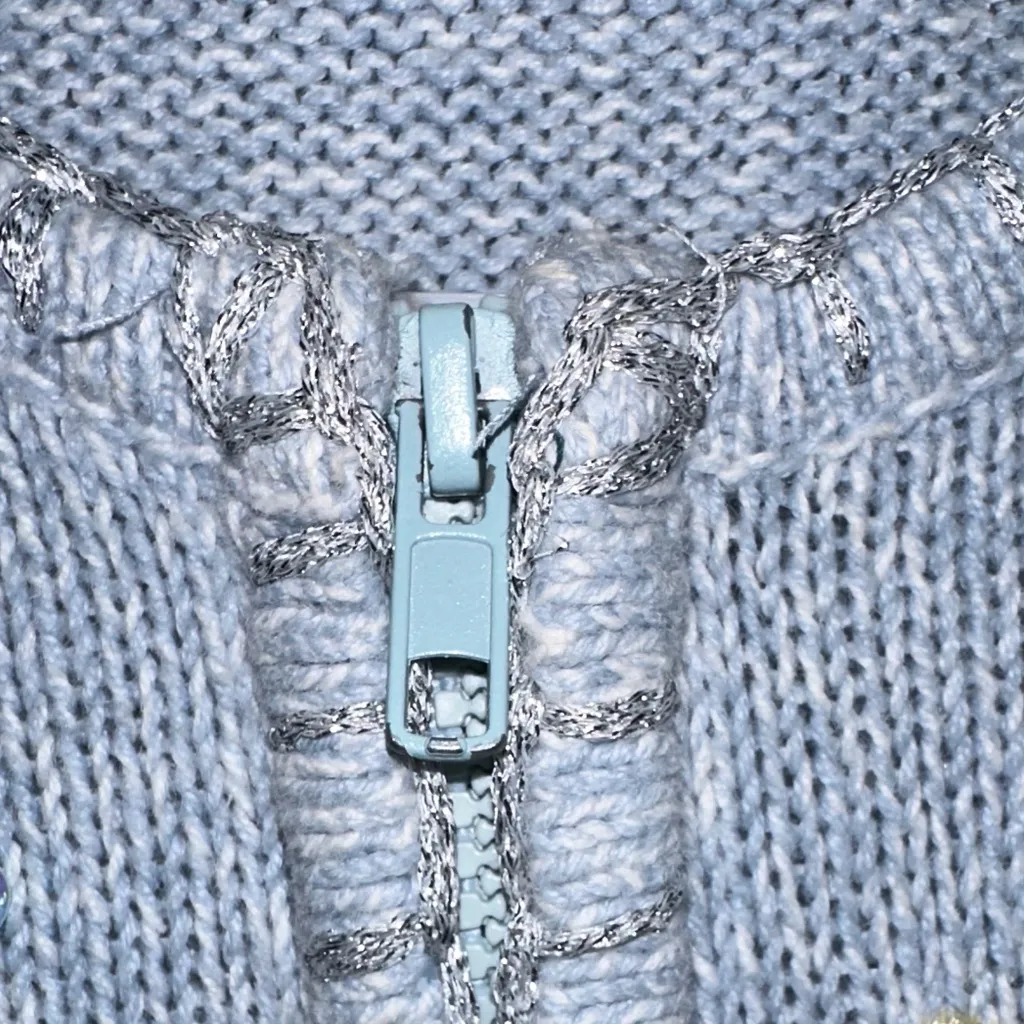 White Stag Light Blue Sweater with Floral Embroidery and detachable scarf - Image 4