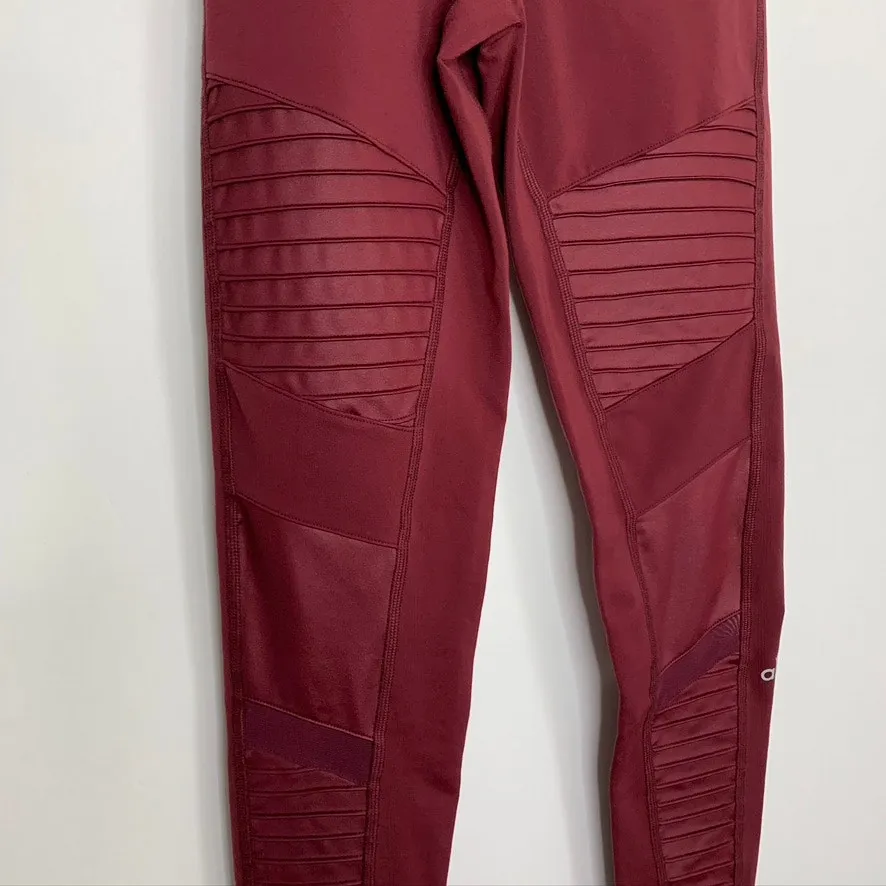 Alo Yoga High Waist Moto Leggings Burgundy Cherry Womens XS - Image 7