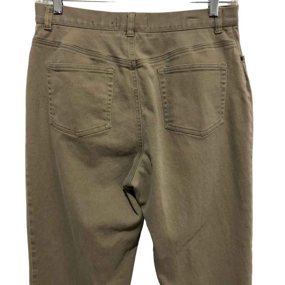 Jones New York  Jeans Khaki Tan Denim Size 12 Mom Jeans Straight Leg High Waisted - Image 3