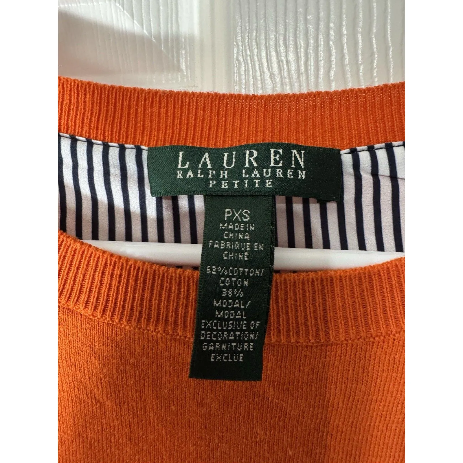 Y2K RALPH LAUREN Sz PXS Orange Cotton Modal Layered Look Sweater OFFCE‎ BUSINESS - Image 4