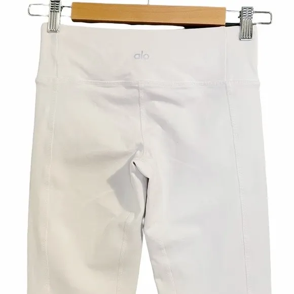 Alo Moto Leggings White Athletic Yoga Pants Stretch Mesh Panels Women’s Size XS - Image 7