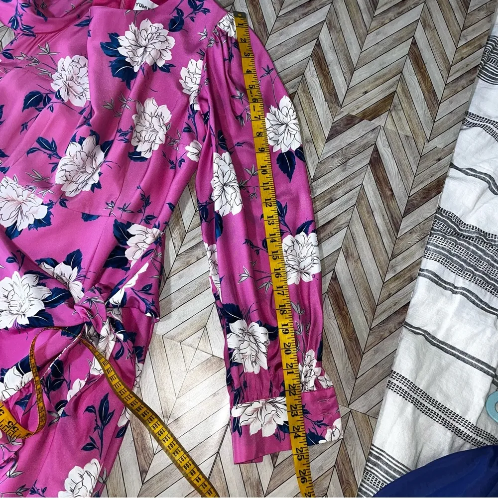 REVOLVE‎ YUMI KIM Daphne Dress Velvet Morning Silk Hot Pink Blue Flowers Vibrant - Image 10