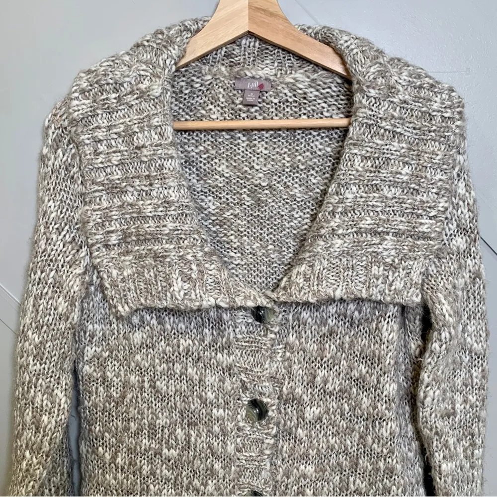 J.Jill Chucky Petite Knitted Wool Alpaca Blend Cardigan Sweater Size Small - Image 2