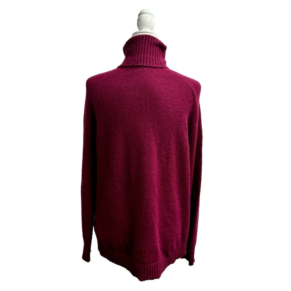 J. Crew Supersoft Side Slit Long Sleeve Knit Turtleneck Sweater Wine Small S - Image 5