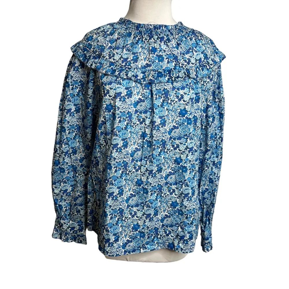 J. Crew Smocked Popover Top in Liberty Elysian Day Floral Sz S - Image 3