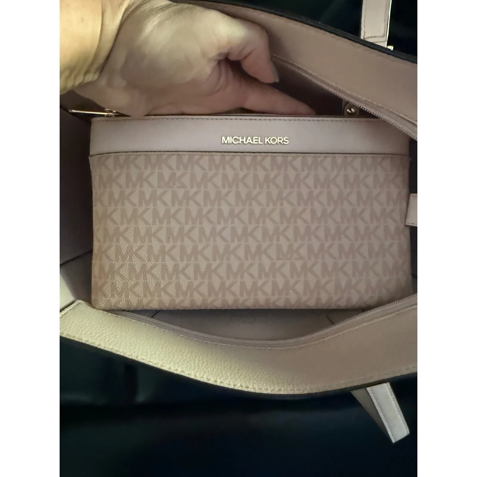 Michael Kors MK Maisie‎ Large Pebbled Leather 3-in-1 Tote Bag Dark Powder Blush - Image 7