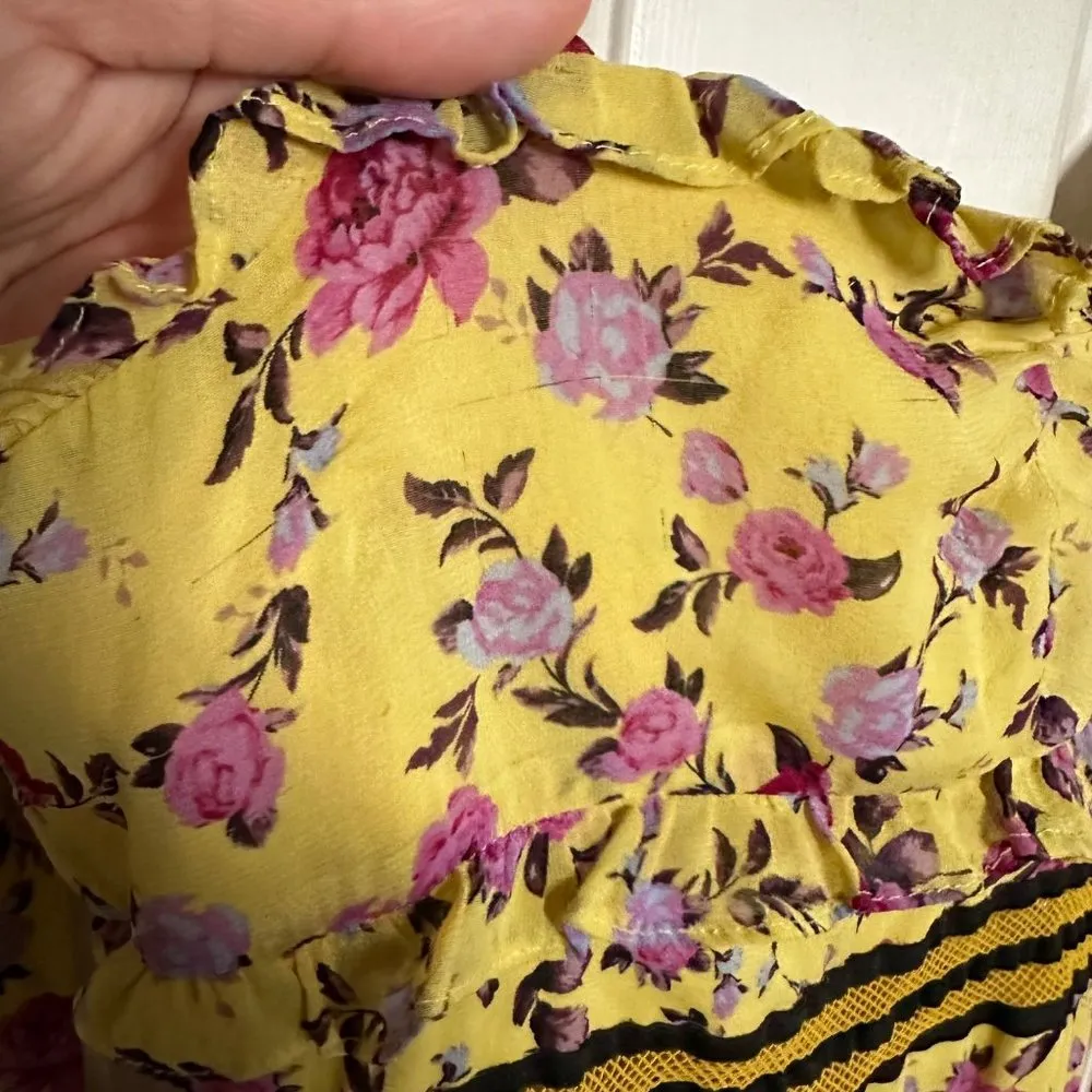 For Love and Lemons Maison Maxi Dress Yellow Women's Size XS Floral Sleeveless - Image 8