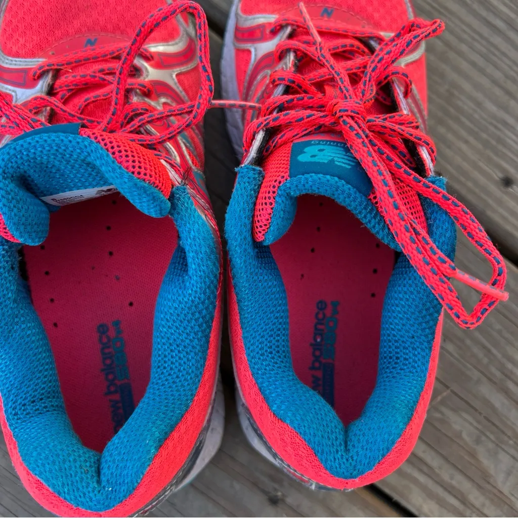 Womens New Balance Sneakers 580 V4 Shoes 8 Pink/Blue Athletic Running Workout - Image 6