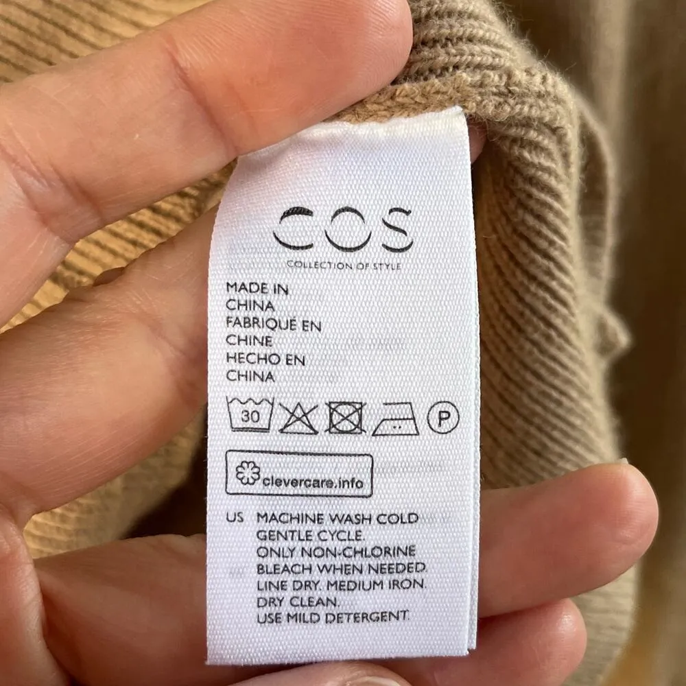 COS Women's Tan Cotton And Yak Pullover Sweater Size XS - Image 6