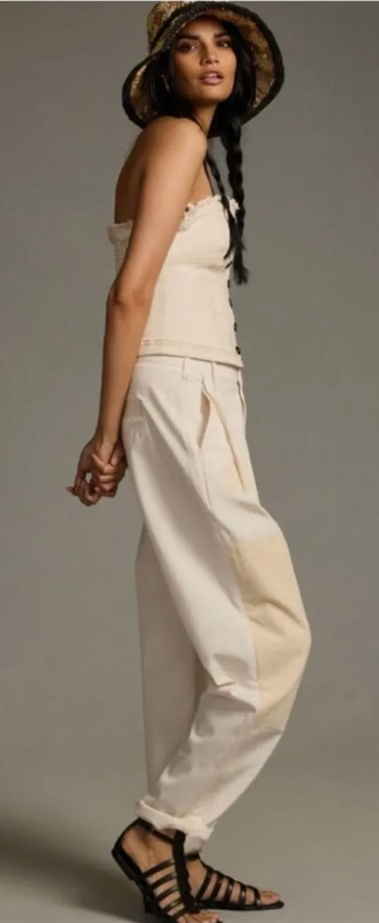 PILCRO x ANTHROPOLOGIE Pants SZ 29 Petite Rolled Hem Chino Patchwork Utility NWT - Image 1