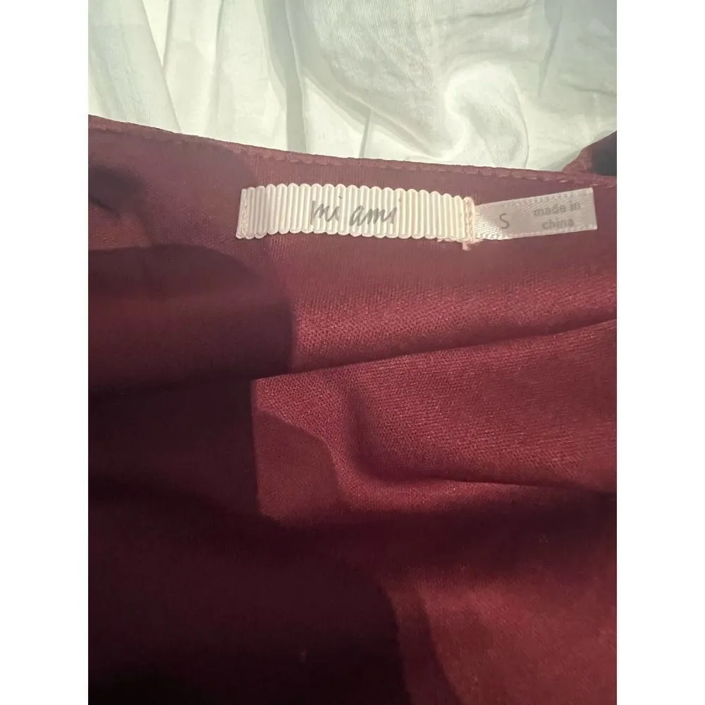 Mi ami Elia Long Sleeve Wrap Dress Burgundy Size S - Image 9