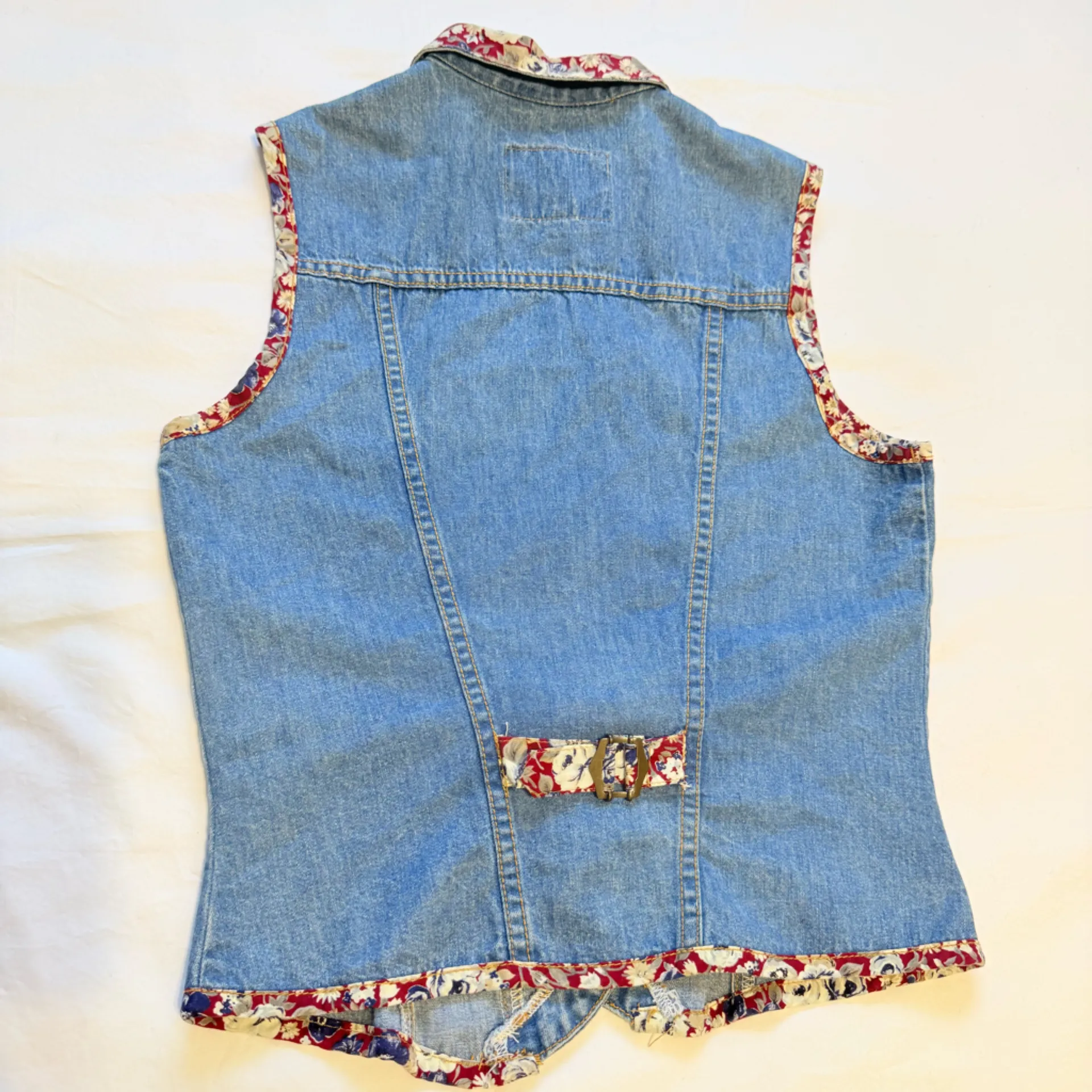 Paris Blues Original Denim Vest Boho Floral – Size M - Image 4