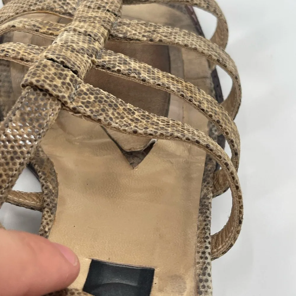 STUART WEITZMAN ZIP UP GLADIATOR HEELED SANDLES FAUX BEIGE SNAKE LEATHER size 9 - Image 6